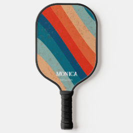 Retro Strepen 70s Vintage Script Minimalistische N Pickleball Paddle