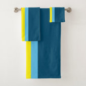 Retro Strepen Bad Handdoeken (Marineblauw Multi) (Insitu)