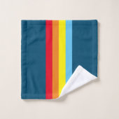 Retro Strepen Bad Handdoeken (Marineblauw Multi) (Wasdoekje)