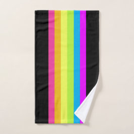Retro Strepen Badhanddoeken (Zwart & Neon Multi) Bad Handdoek