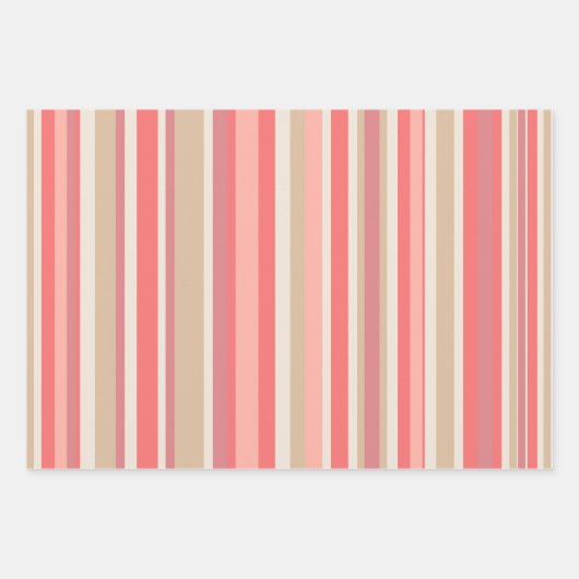 Retro Strepen en Bloemen in Pastel Blush Roze Inpakpapier Vel (Voorkant 2)