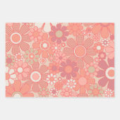 Retro Strepen en Bloemen in Pastel Blush Roze Inpakpapier Vel (Voorkant)