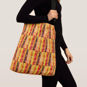 Retro Strepen en Harten Multi Kleur Crossbody Tas