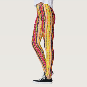 Retro Strepen en Harten Multi Kleur Leggings