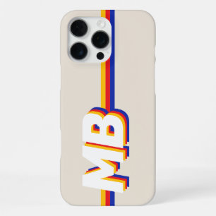 Retro Strepen Gepersonaliseerde Initiële Monogram iPhone 16 Pro Max Hoesje