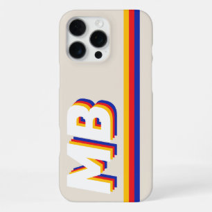 Retro Strepen Gepersonaliseerde Initiële Monogram iPhone 16 Pro Max Hoesje