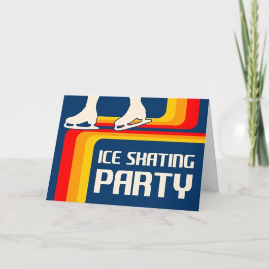 retro - strepen ijsschaatsen uitnodiging (Voorkant)