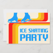 retro - strepen ijsschaatsen uitnodiging (Voorkant)