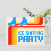 retro - strepen ijsschaatsen uitnodiging (Staand voorkant)