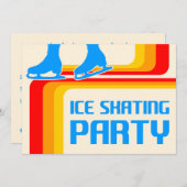 retro - strepen ijsschaatsen uitnodiging (Voorkant / Achterkant)