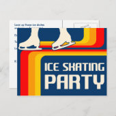 retro - strepen ijsschaatsen uitnodiging (Voorkant / Achterkant)