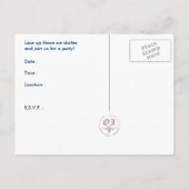 retro - strepen ijsschaatsen uitnodiging (Achterkant)