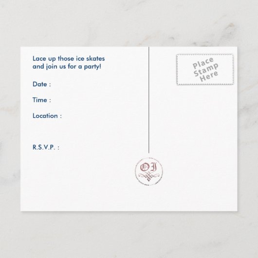 retro - strepen ijsschaatsen uitnodiging (Achterkant)