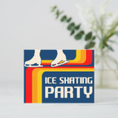 retro - strepen ijsschaatsen uitnodiging (Staand voorkant)