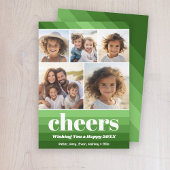 Retro Strepen in Olijfgroen - 5 Foto - Merry Feestdagenkaart