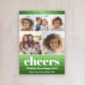 Retro Strepen in Olijfgroen - 5 Foto - Merry Feestdagenkaart