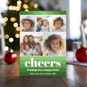 Retro Strepen in Olijfgroen - 5 Foto - Merry Feestdagenkaart