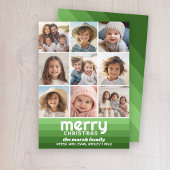 Retro Strepen in Olijfgroen - 9 Foto - Merry Feestdagenkaart