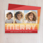 Retro strepen in Sunset Rust - Merry 3 Foto Feestdagenkaart