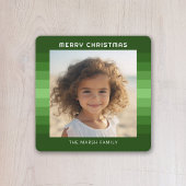 Retro Strepen - Kerstgroen - Eenvoudige Foto Feestdagenkaart