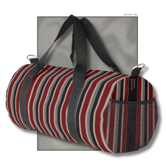 Retro Strepen Klassiek Donkerrood Blauw Beige Plunjezak