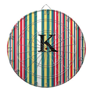 Retro strepen kleurrijke monogram initiaal letter dartbord