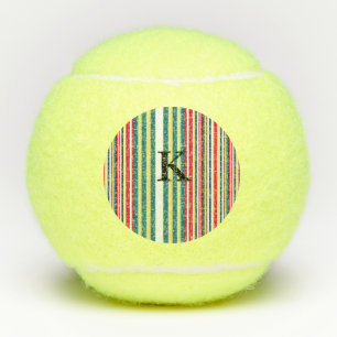 Retro strepen kleurrijke monogram initiaal letter tennisballen