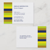 Retro strepen marine creatief professional groot visitekaartje (Voorkant / Achterkant)