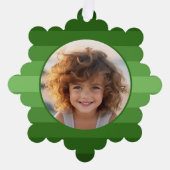 Retro Strepen met Cirkelfoto - Kerstgroen Ornament Kaart (Voorkant)