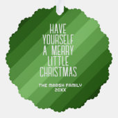 Retro Strepen met Foto - Kerstgroen Ornament Kaart (Achterkant)