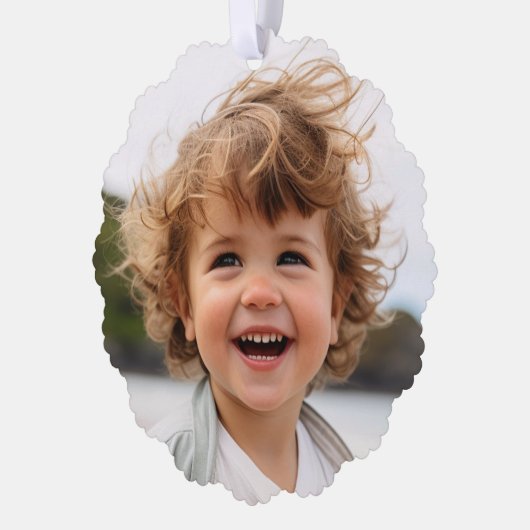 Retro strepen met foto - Peace Love Joy Green Ornament Kaart (Links)