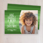 Retro strepen met gebogen foto - Kerstgroen Feestdagenkaart