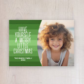 Retro strepen met gebogen foto - Kerstgroen Feestdagenkaart