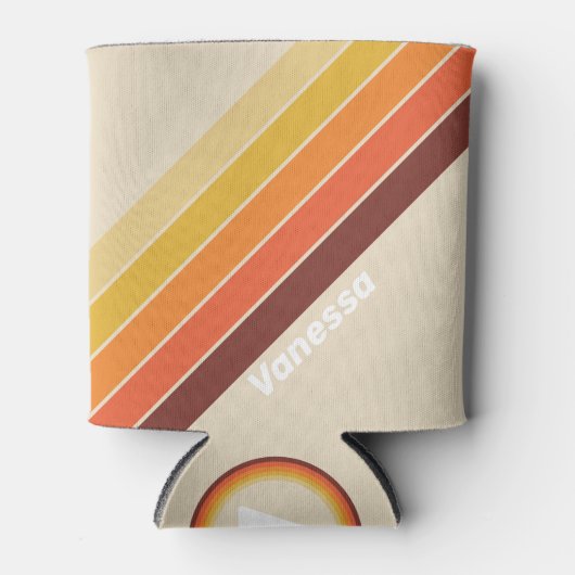 Retro Strepen met Naam Blikjeskoeler (Voorkant)