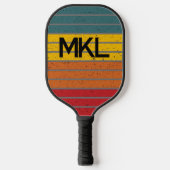 Retro strepen monogram pickleball paddle (Voorkant)