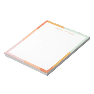 Retro Strepen Oranje Mint Pastel Persoonlijke Naam Notitieblok
