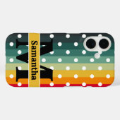 Retro strepen, polka dot, monogram, gepersonalisee Case-Mate iPhone case (Achterkant (horizontaal))