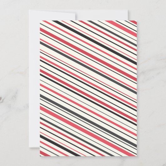 Retro strepen pruik en mustache bash verjaardagsfe kaart (Achterkant)