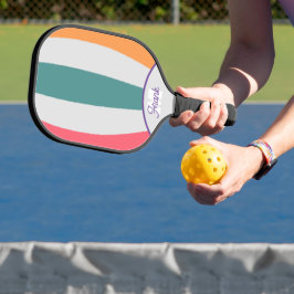 Retro strepen, Rainbow Script Monogrammed Pickleball Paddle