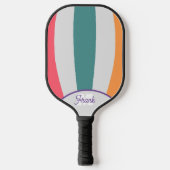 Retro strepen, Rainbow Script Monogrammed Pickleball Paddle (Voorkant)