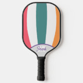 Retro strepen, Rainbow Script Monogrammed Pickleball Paddle (Achterkant)