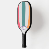 Retro strepen, Rainbow Script Monogrammed Pickleball Paddle (Links)