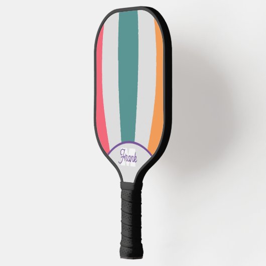 Retro strepen, Rainbow Script Monogrammed Pickleball Paddle (Links)