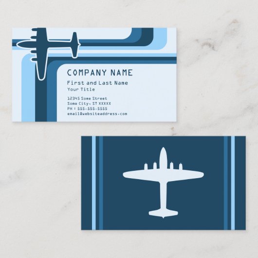 retro strepen reizen visitekaartje (Voorkant / Achterkant)