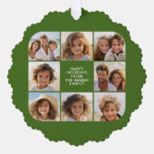 Retro Strepen Rood Groen - Kerst 8 Foto Ornament Kaart (Voorkant)
