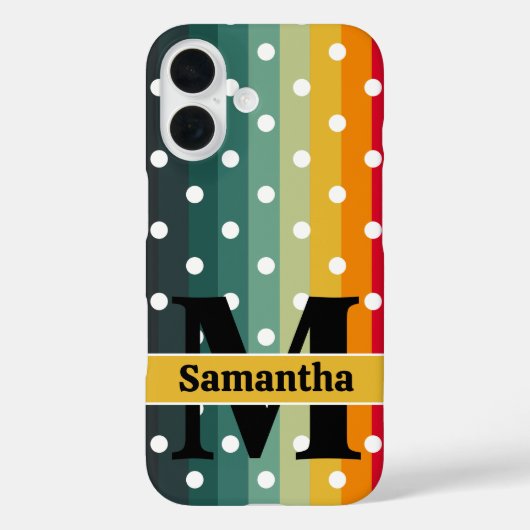 Retro Strepen, Stippenpatroon, Monogram, Gepersona Case-Mate iPhone Case (Achterkant)