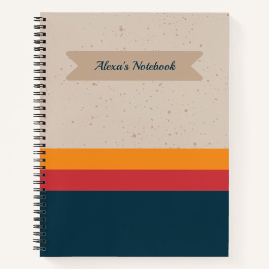 Retro strepen Sunset & Leisteen Notitieboek (Voorkant)