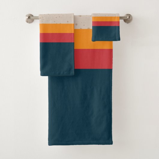 Retro strepen Sunset & Slate Bad Handdoek (Insitu)