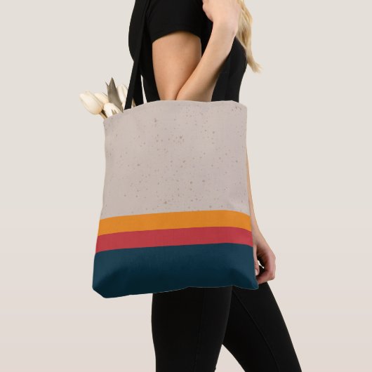 Retro strepen Sunset & Slate Tote Bag (Dichtbij)