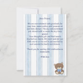 Retro  strepen teddybeer baby shower bedankkaart (Achterkant)